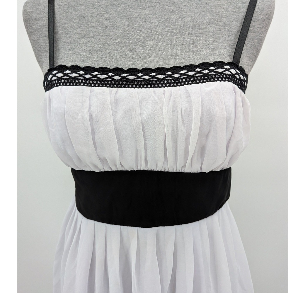Boho Whimsigoth Fairycore White Black Floral Sleeveless Floral 8 Midi Dress - Picture 4 of 12